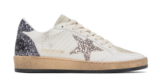 Golden Goose Ball Star Sneaker White Black Gray Glitter